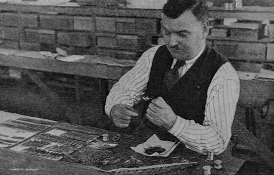 Salmon fly dressing at Hardy's 1932